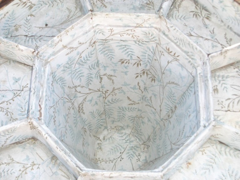 Antique Burr Walnut Trumpet Base Sewing Work Table