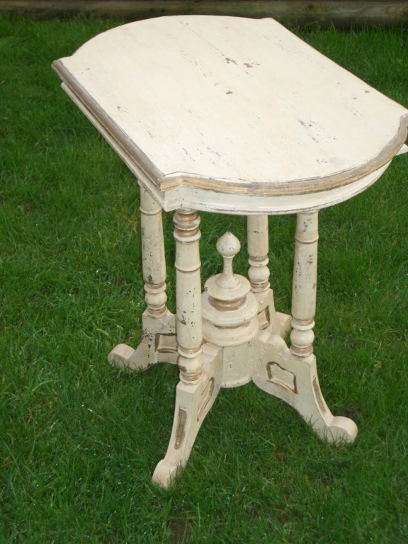 Antique Victorian Painted Four Pedestal Side Table