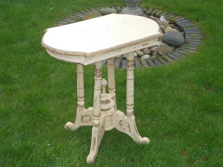 Antique Victorian Painted Four Pedestal Side Table