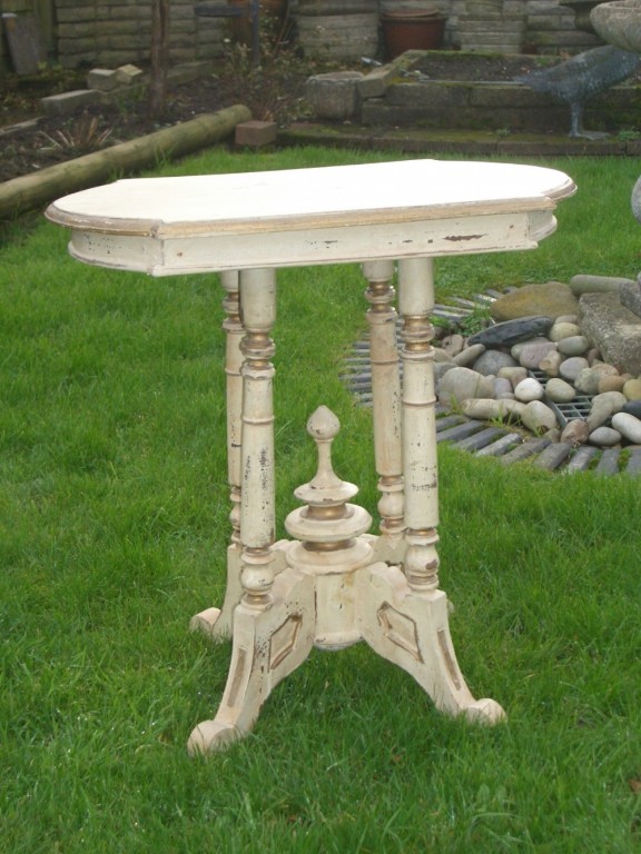 Antique Victorian Painted Four Pedestal Side Table