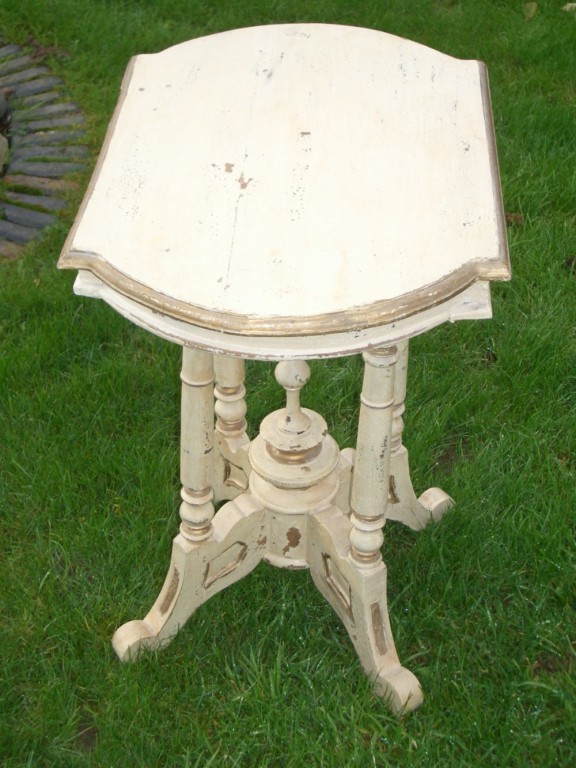 Antique Victorian Painted Four Pedestal Side Table