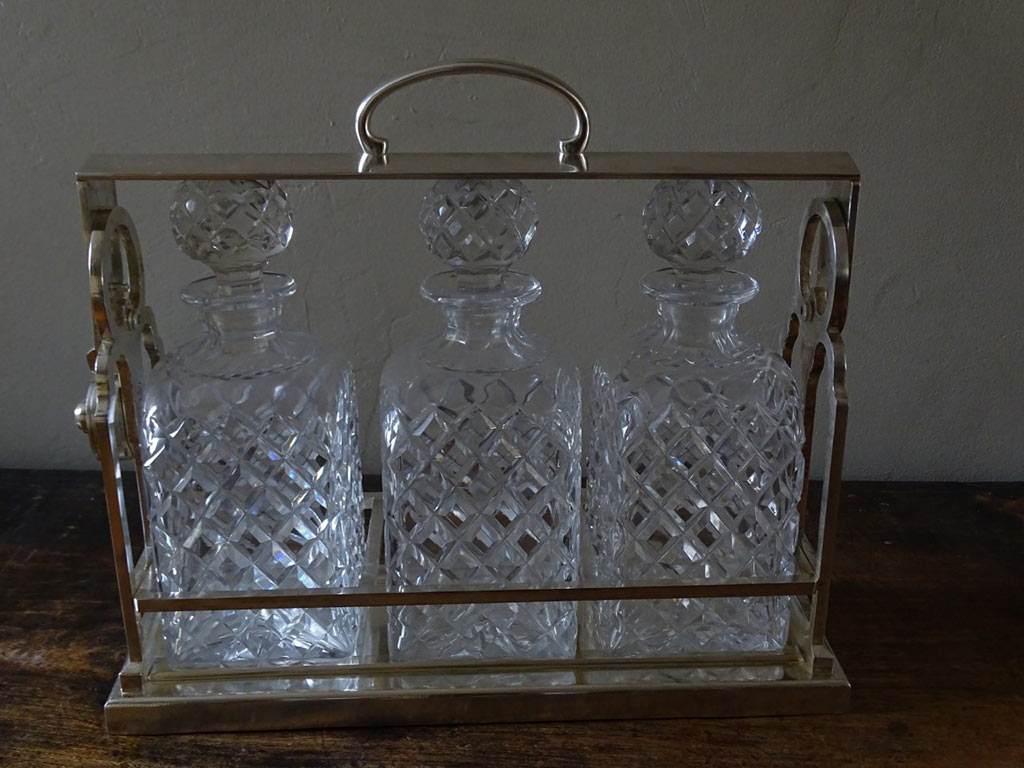Antique Victorian Silver Plated Three Decanter Betjemanns Patent Tantalus
