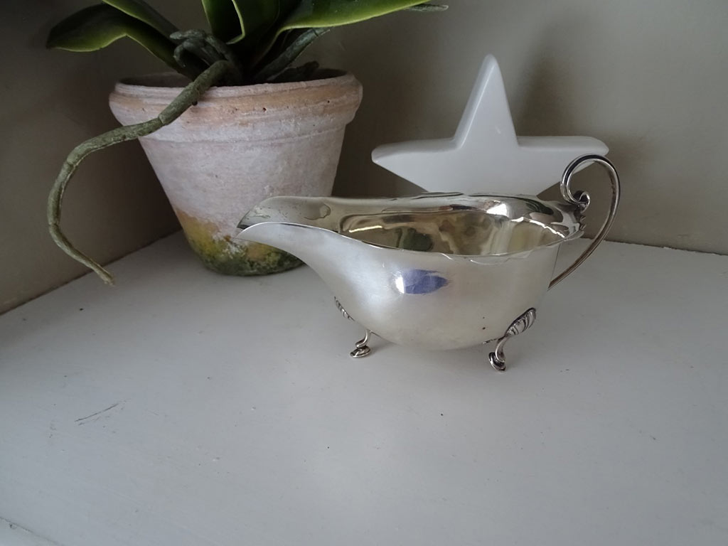 Antique Silver Gravy Sauce Boat